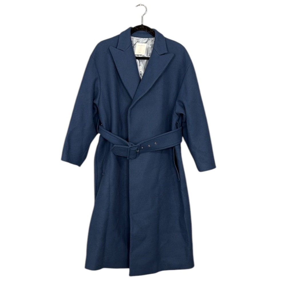 Sandro Wool blend Stylish Blue Belted Coat
